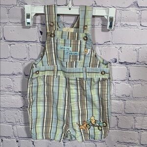 Disney Classic Winnie the Pooh Vintage Romper Plaid Green Blue Brown Size NB